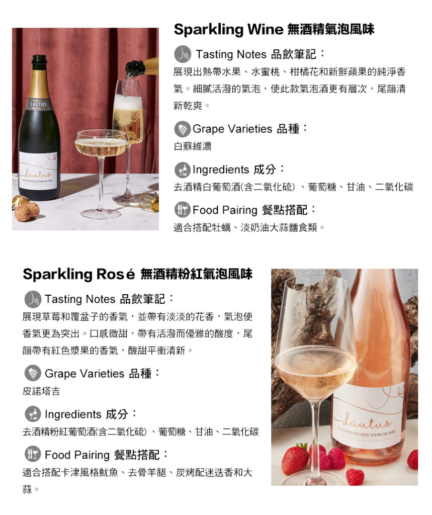 Sparkling Wine 無酒精氣泡風味 Sparkling Rosé 無酒精粉紅氣泡風味